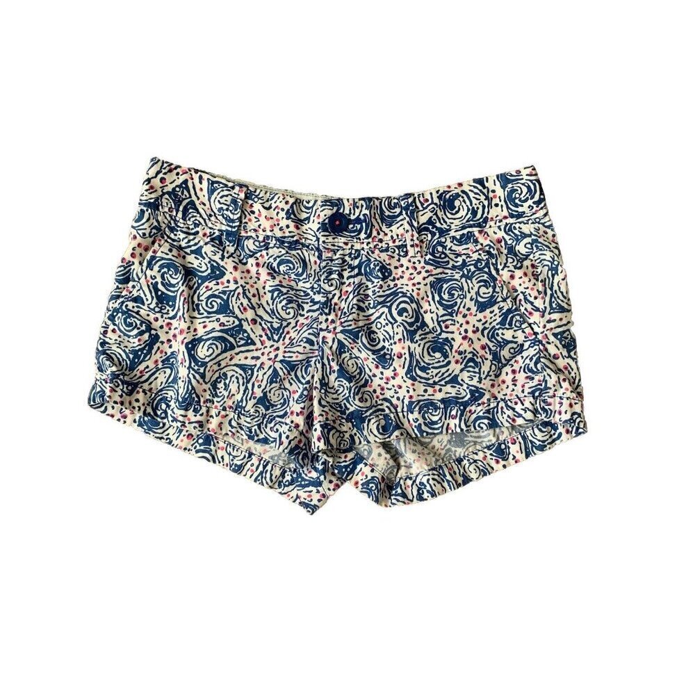 Lilly Pulitzer Shorts Womens 4 Blue The Walsh Short Swirl Abstract Beach Summer
